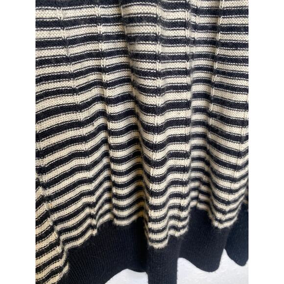 Free People Black Beige Scoop Neck Striped Sweater Sz M Wool Pullover - Picture 4 of 13